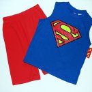 DC COMICS Boy's Size 4/5 SUPERMAN Tank Pajama Top, Shorts Set, NEW