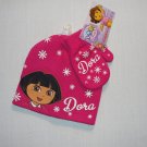 NICKELODEON DORA Girl's Toddler Pink Snowflake Knit Beanie, Mitten Set, NEW