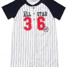 CARTER'S Boy's 3 Months Baseball All-Star Striped Romper, Shortalls, NEW