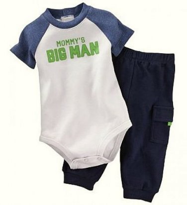 CARTER'S Boy's 3 Months MOMMY'S BIG MAN Bodysuit, Pants Set, NEW