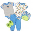 CARTER'S WATCH THE WEAR 0-3 Months 5-Piece DINOSAUR Outfit, Bib, NEW