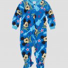 DISNEY MICKEY MOUSE ROCK Boy's 3T Blue Fleece Footed Pajama Sleeper