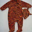 HALLOWEEN Boy's Size 6 Months Velour Tiger Footed Romper Costume, Hat Set, NEW