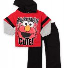 SESAME STREET ELMO Boy's 12 Months Hooded Sweat Suit Set, Outfit, NEW