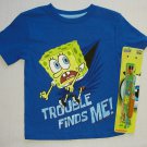 SPONGEBOB Boy's Size 4 Trouble Finds Me T-Shirt, Tee and Plane Glider Set, NEW