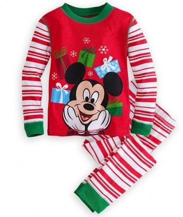 DISNEY MICKEY MOUSE Size 3 Christmas Presents Holiday Pajama Pants Set, NEW
