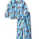 DISNEY Boy's Size 3T MICKEY MOUSE Sports Flannel Coat Pajama Set, NEW