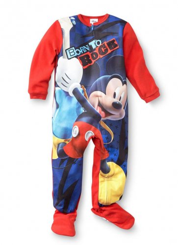 DISNEY MICKEY MOUSE BORN TO ROCK Boy's 4T Fleece Footed Pajama Sleeper