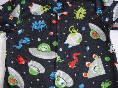 CARTER'S Boy's Size 24 Months Blue SPACE ALIEN SPACESHIP Pajama Sleeper, New