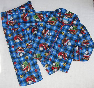 THOMAS And FRIENDS Boy's 4T Flannel Plaid Pajama Coat Set, NEW
