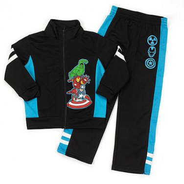 MARVEL AVENGERS Boy's Size 4 Zipper Top Jacket, Athletic Pants Set NEW