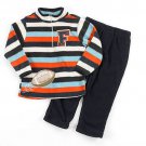 SESAME STREET Boy's Size 24 Months Fleece Striped Football Pullover, Pants Set