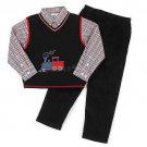 HAPPY FELLA Boy's Size 4 CHRISTMAS Firetruck 3-Piece Pants Vest Set, NEW