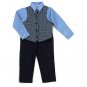 HAPPY FELLA Boy's Size 4 Navy Blue 4-Piece Suit, Reversible Vest, NEW