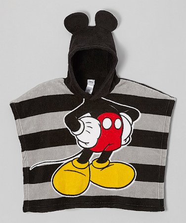 DISNEY MICKEY MOUSE Fleece Hooded Ponch, 21" X 24", NEW