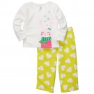 CARTER'S Girl's Size 5T Fleece Snow Bunny Pajama Pants Set, NEW