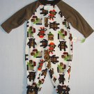 LITTLE WONDERS Boy's 0-3 Months Fleece Animal Bear Footed Romper, NEW