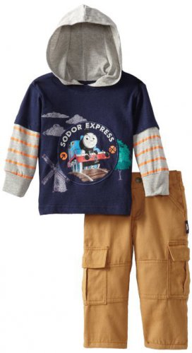 THOMAS And Friends Boy's Size 24 Months Hooded Shirt, Pants Outfit, NEW