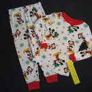 DISNEY MICKEY MOUSE Size 4T Christmas Santa Gifts Print Pajama Pants Set, NEW