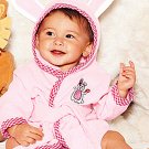Tiny Tillia Girl's 0-9 Months Pink Michelle Bunny Rabbit Hooded Bath Robe, NEW