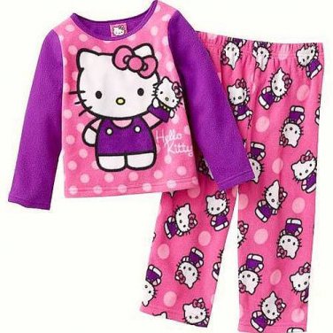 HELLO KITTY Girl's Size 4T Fleece Pink Puppet Pajama Pants Set, NEW