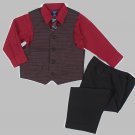 JONATHAN STRONG Boy's Size 3T Plaid Checkered Vest Red Suit Set, NEW