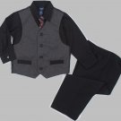 JONATHAN STRONG Boy's Size 4T Gray Vest Black Suit Set, NEW