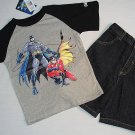 DC COMICS Boy's Size 5 BATMAN T-Shirt, Tee, Denim Shorts Set, NEW