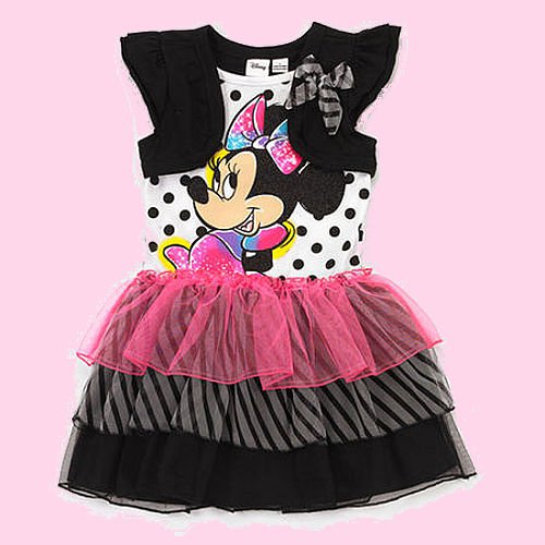 DISNEY Girl's Size 5 MINNIE MOUSE Tutu Dress with Attached Shrug, NEW