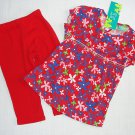TOP GIRL Mesalve Girl's Size 3 Floral Tunic Top, Red Leggings Outfit, Set, NEW