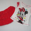DISNEY BABY Girl's Size 5 MINNIE MOUSE Shirt, Red Skort Outfit, Set, NEW