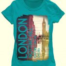 HYBRID Girl's Size L 14 Turquoise LONDON T-Shirt, Tee, Shirt, NEW NWOT