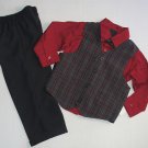 NAUTICA Boy's Size 3/3T Plaid Vest, Bow Tie, Red, Black 4-Piece Suit Set, NEW