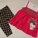 DISNEY BABY Girl's 3T MINNIE MOUSE Sequin Top, Dot Capri Outfit Set, NEW