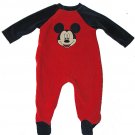 DISNEY MICKEY MOUSE Boy's 3-6 Months Velour Romper, One-Piece Clothing, NEW