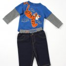 .DISNEY Boy's Size 6 Months TIGGER Shirt, Blue Jeggings Pants Set Outfit, NEW