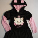 DISNEY ARISTOCRATS MARIE Girl's 4/4T Black Velour Hooded Cat Tunic Shirt, NEW