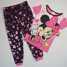DISNEY MINNIE MOUSE Girls Size 4T Pajama Top with Foil Heart Bottoms, NEW