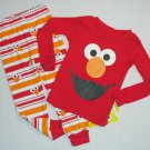 SESAME STREET Boy's 4T ELMO Full Graphic Pajama Striped Pants Set, NEW