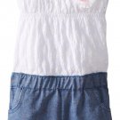 LITTLE LASS Girl's 3T White Floral Denim Chambray One-Piece Romper