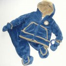 PROTECTION SYSTEM Boy's Size 0-6 Blue Velour Sherpa 2-Piece Snowsuit, Pram NEW