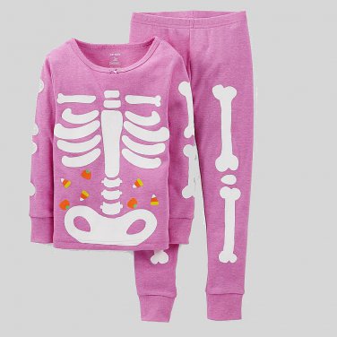 CARTER'S Girl's 3T SKELETON HALLOWEEN CANDY Pajama Set