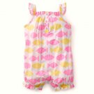CARTER'S Girl's 12 Months White Pink Fish Sea Summer Romper, Sunsuit, NEW