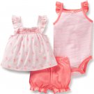 CARTER'S Girl's Newborn Peach FLAMINGO Tank Bodysuit, Shorts Set, Outfit