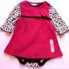 BON BEBE GIrl's 6-9 Months Leopard Print Bodysuit, Pink Dress Jumper Set, NEW