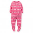 CARTER'S Girl's 18 Months Pink FAIR ISLE Footed Fleece Pajama Sleeper, NEW