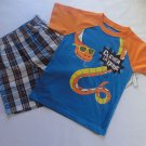 TOUGHSKINS Boy's 4T Snake CLEVER LIL DUDE Shirt Plaid Shorts Outfit, Set