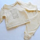 ABSORBA Girl's 0-3 Months Ivory Beige Dotted Teddy Bear Footed Outfit, Set