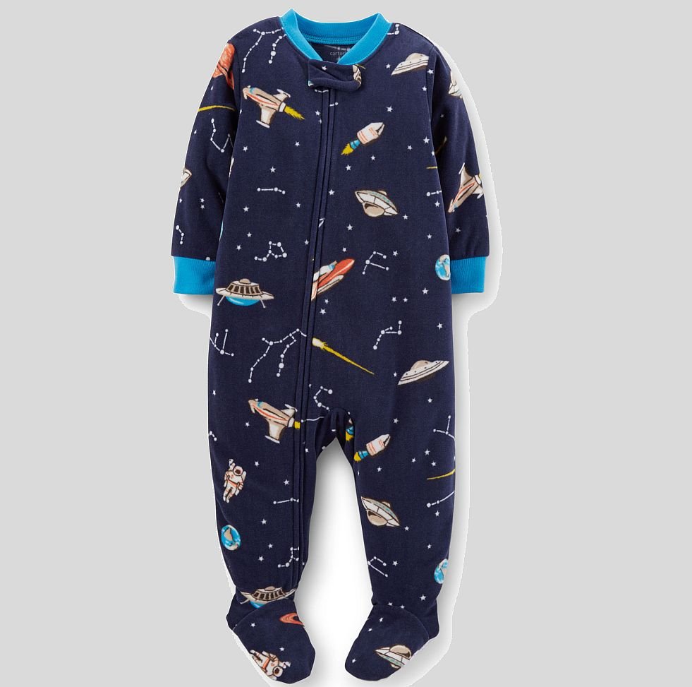 CARTER'S Boy's Size 3T Microfleece SPACE STARS Pajama Sleeper