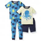 CARTER'S Boy's 6 Months 4-Piece OCTOPUS Pajama Pants Shorts Set
